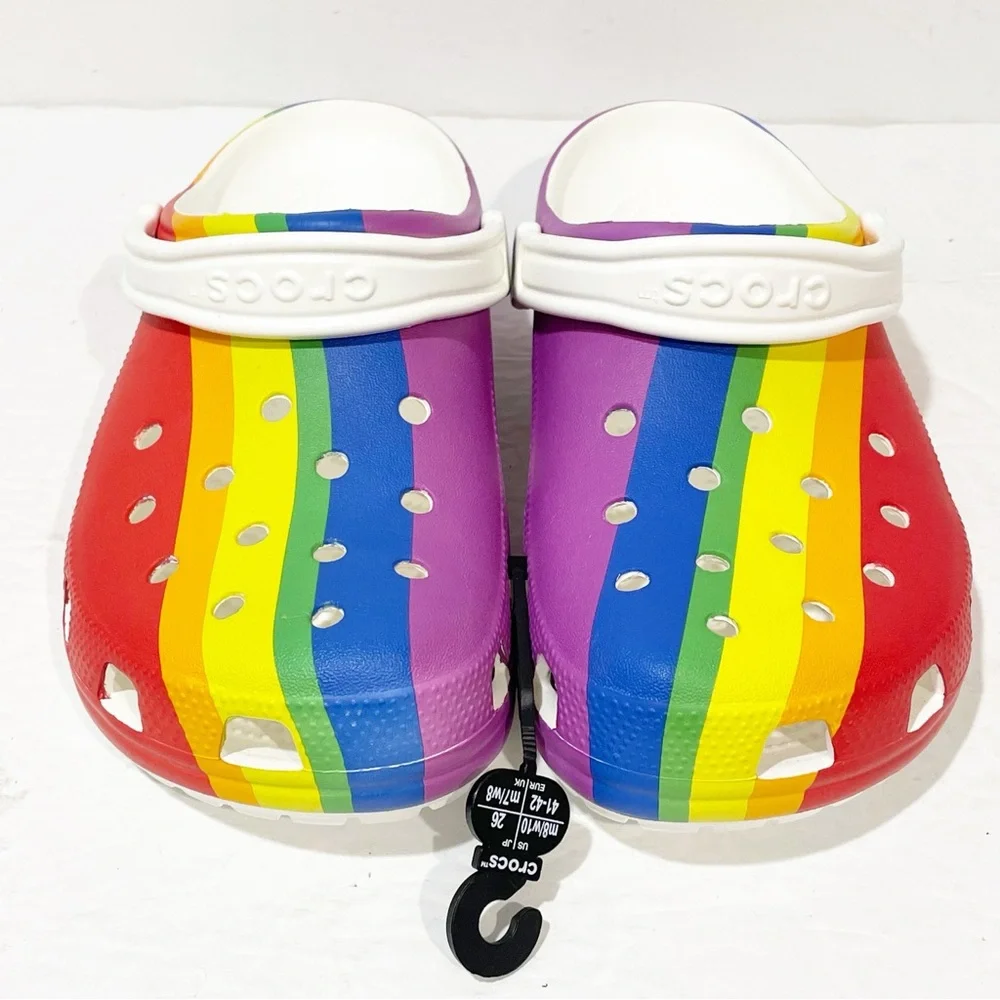 Crocs Rainbow Stripe Clogs Mens Size 8 Womens Size 10 NEW_2